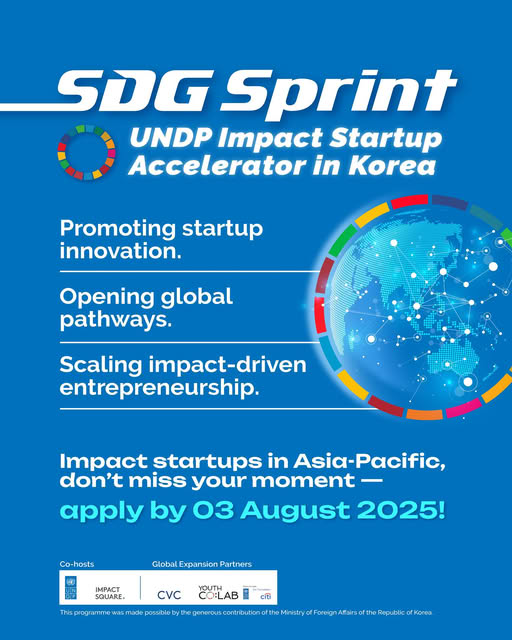 UNDP Impact Startup Accelerator in Korea가 아시아–태평양 지역의 임팩트 스타트업을 찾습니다.(8.3)